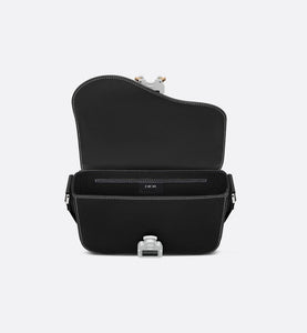 Mini Saddle Bag with Strap • Black Grained Calfskin