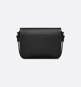 Mini Saddle Bag with Strap • Black Grained Calfskin