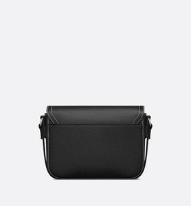 Mini Saddle Bag with Strap • Black Grained Calfskin