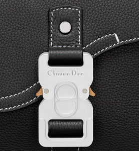 Mini Saddle Bag with Strap • Black Grained Calfskin