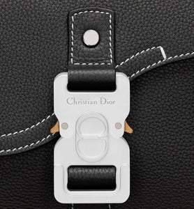 Mini Saddle Bag with Strap • Black Grained Calfskin