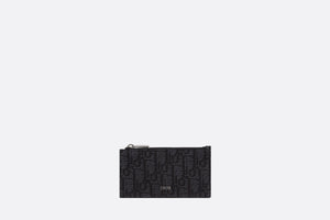 Zipped Card Holder • Black Dior Oblique Jacquard and Grained Calfskin