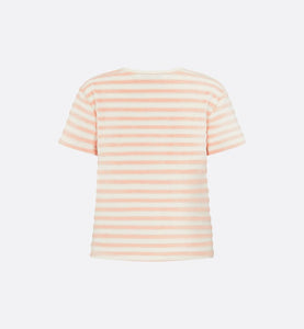 Kid's T-Shirt • Ivory Velvet Jersey Jacquard with Light Coral Pink Stripes