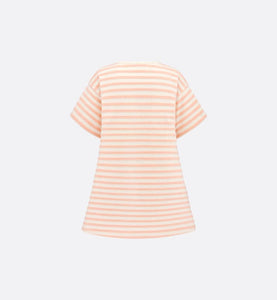 Kid's A-Line Dress • Ivory Velvet Jersey Jacquard with Light Coral Pink Stripes
