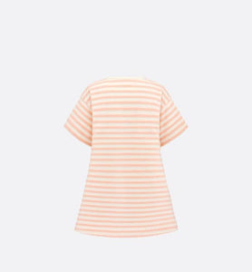 Kid's A-Line Dress • Ivory Velvet Jersey Jacquard with Light Coral Pink Stripes