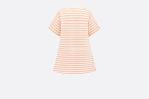 Kid's A-Line Dress • Ivory Velvet Jersey Jacquard with Light Coral Pink Stripes