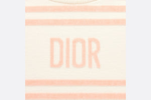Kid's A-Line Dress • Ivory Velvet Jersey Jacquard with Light Coral Pink Stripes