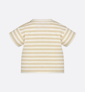 Baby T-Shirt • Ivory Cotton Jersey with Light Beige Stripes