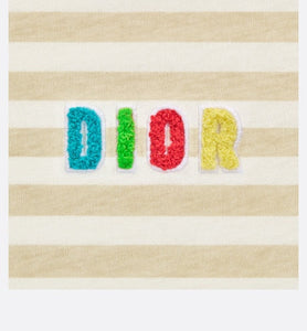 Baby T-Shirt • Ivory Cotton Jersey with Light Beige Stripes