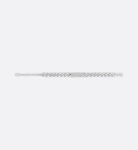 Dior Italic Chain Link Bracelet • Silver-Finish Brass and White Crystals