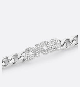 Dior Italic Chain Link Bracelet • Silver-Finish Brass and White Crystals