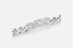 Dior Italic Chain Link Bracelet • Silver-Finish Brass and White Crystals