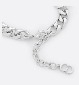 Dior Italic Chain Link Bracelet • Silver-Finish Brass and White Crystals