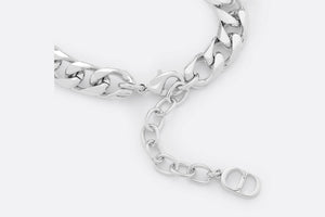 Dior Italic Chain Link Bracelet • Silver-Finish Brass and White Crystals