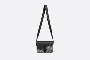 Mini Saddle Bag with Strap • Beige and Black Dior Oblique Jacquard and Black Grained Calfskin