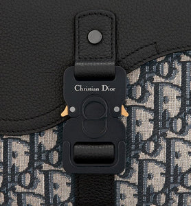 Mini Saddle Bag with Strap • Beige and Black Dior Oblique Jacquard and Black Grained Calfskin