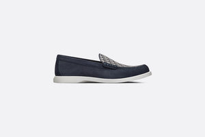 Dior Granville Loafer • Navy Blue Suede with Beige and Black Dior Oblique Jacquard
