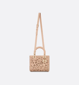 Medium Lady Dior Bag • Sand Pink Calfskin and D-Lace Embroidery with Macramé Effect