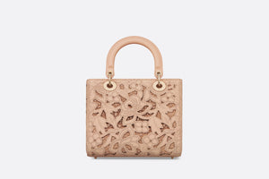 Medium Lady Dior Bag • Sand Pink Calfskin and D-Lace Embroidery with Macramé Effect