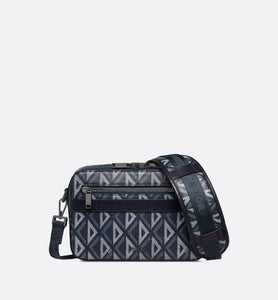 Safari Bag with Strap • Navy Blue CD Diamond Canvas