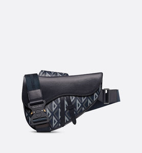 Saddle Bag • Navy Blue CD Diamond Canvas and Smooth Calfskin