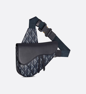 Saddle Bag • Navy Blue CD Diamond Canvas and Smooth Calfskin