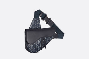 Saddle Bag • Navy Blue CD Diamond Canvas and Smooth Calfskin