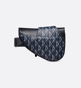 Saddle Bag • Navy Blue CD Diamond Canvas and Smooth Calfskin