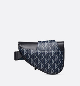 Saddle Bag • Navy Blue CD Diamond Canvas and Smooth Calfskin