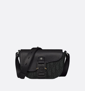 Saddle Pouch with Strap • Black Dior Oblique Jacquard and Grained Calfskin