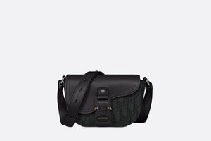 Saddle Pouch with Strap • Black Dior Oblique Jacquard and Grained Calfskin