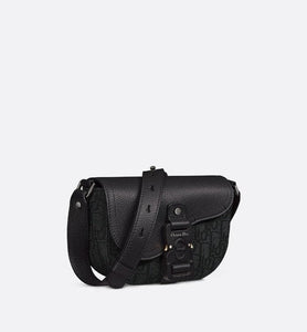 Saddle Pouch with Strap • Black Dior Oblique Jacquard and Grained Calfskin