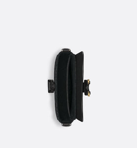 Saddle Pouch with Strap • Black Dior Oblique Jacquard and Grained Calfskin