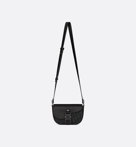 Saddle Pouch with Strap • Black Dior Oblique Jacquard and Grained Calfskin