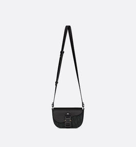 Saddle Pouch with Strap • Black Dior Oblique Jacquard and Grained Calfskin