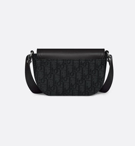 Saddle Pouch with Strap • Black Dior Oblique Jacquard and Grained Calfskin