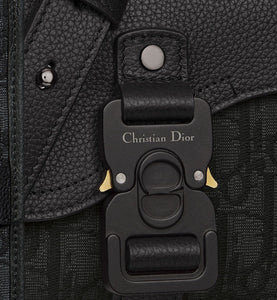 Saddle Pouch with Strap • Black Dior Oblique Jacquard and Grained Calfskin