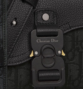 Saddle Pouch with Strap • Black Dior Oblique Jacquard and Grained Calfskin