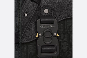 Saddle Pouch with Strap • Black Dior Oblique Jacquard and Grained Calfskin