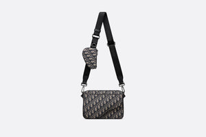 Saddle Triple Pouch • Beige and Black Dior Oblique Jacquard