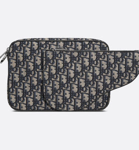 Saddle Triple Pouch • Beige and Black Dior Oblique Jacquard
