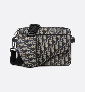 Saddle Triple Pouch • Beige and Black Dior Oblique Jacquard
