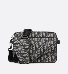 Saddle Triple Pouch • Beige and Black Dior Oblique Jacquard