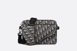 Saddle Triple Pouch • Beige and Black Dior Oblique Jacquard