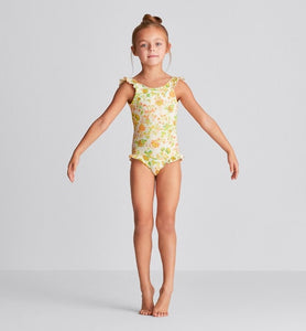 Kid's One-Piece Swimsuit • Technical Fabric with Floral Print