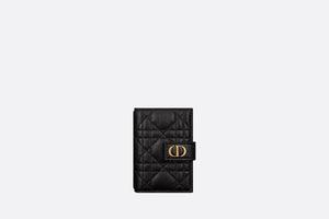 Dior Caro Vertical Card Holder • Black Supple Cannage Calfskin