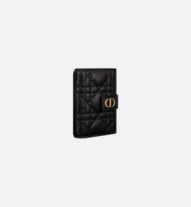 Dior Caro Vertical Card Holder • Black Supple Cannage Calfskin