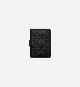 Dior Caro Vertical Card Holder • Black Supple Cannage Calfskin