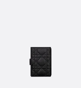 Dior Caro Vertical Card Holder • Black Supple Cannage Calfskin