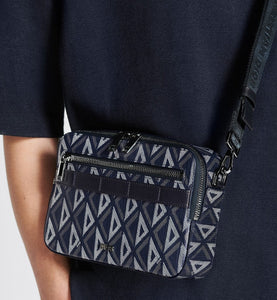 Safari Bag with Strap • Navy Blue CD Diamond Canvas